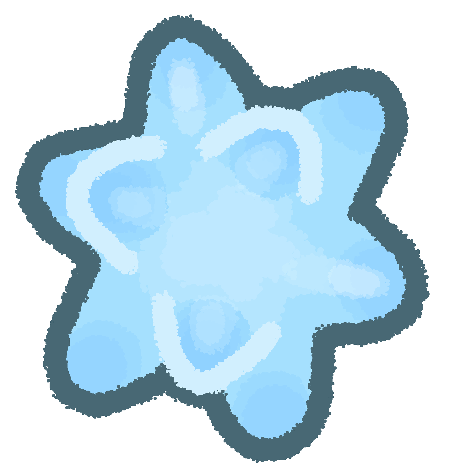 a light blue 3d-looking star fragment from animal crossing. it comes to 9 visible points